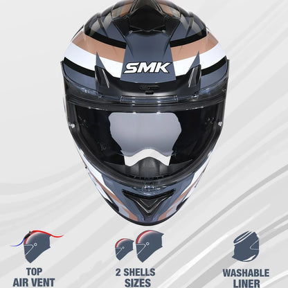 SMK Typhoon Freeride ISI ECE & DOT Certified Full Face Dual Visor Helmet for Men and Women with Pinlock Fitted Clear Visor and Inner Sun Visor ( GL627