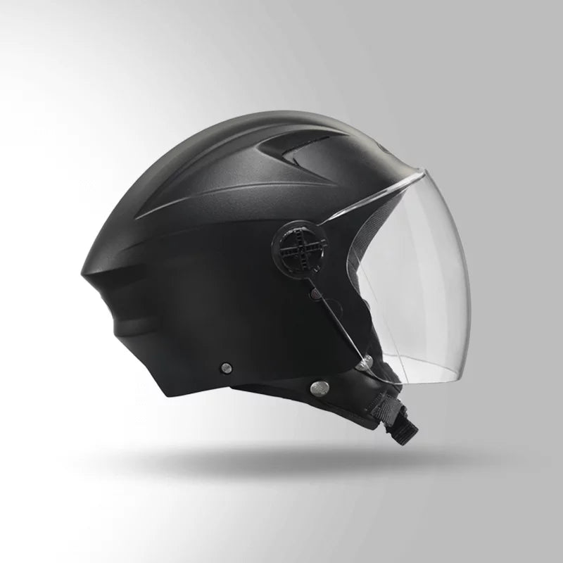 STUDDS RAY ISI Certified Open FACE Helmet for Men and Women with D - Ring Lock ( BLACK )