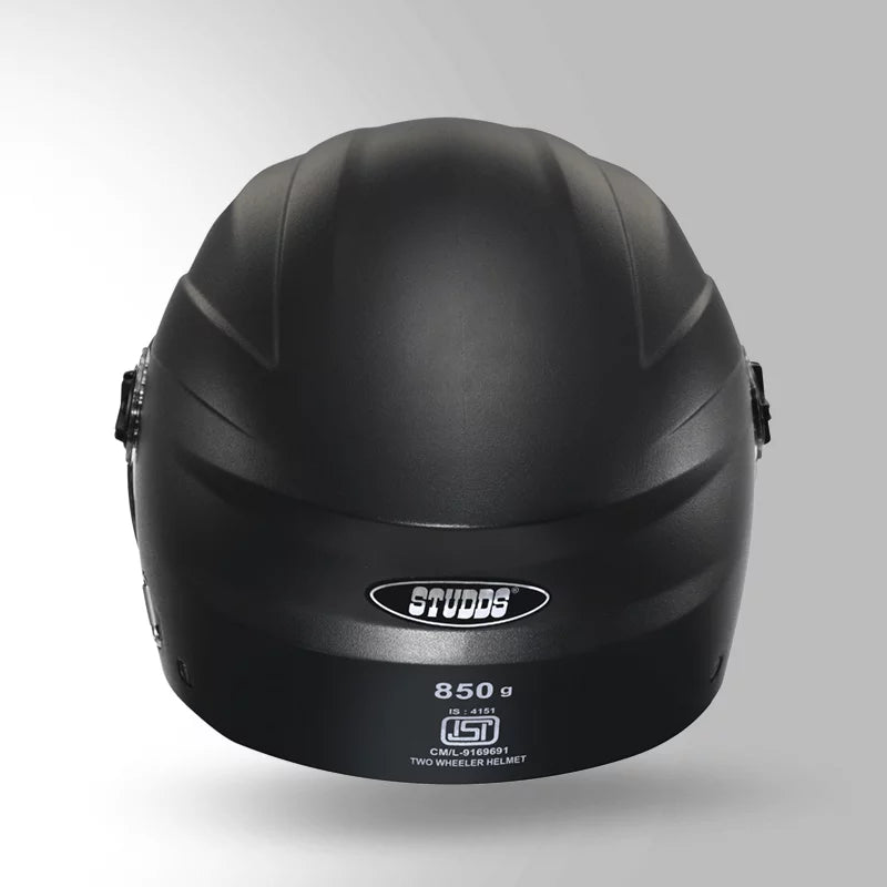 STUDDS RAY ISI Certified Open FACE Helmet for Men and Women with D - Ring Lock ( BLACK )