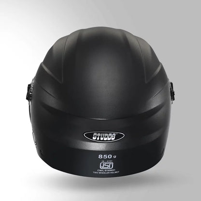 STUDDS RAY ISI Certified Open FACE Helmet for Men and Women with D - Ring Lock ( BLACK )