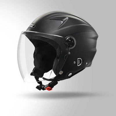 STUDDS RAY ISI Certified Open FACE Helmet for Men and Women with D - Ring Lock ( BLACK )