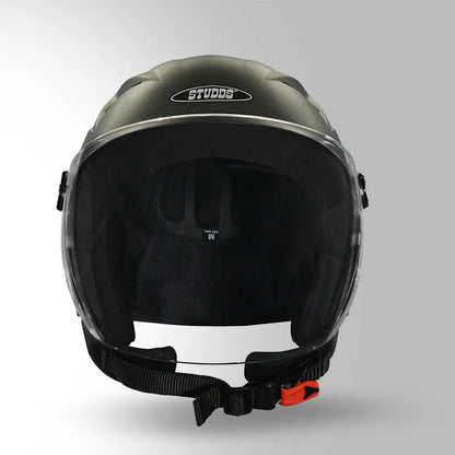 STUDDS RAY ISI Certified Open FACE Helmet for Men and Women with D - Ring Lock - MILITARY GREEN