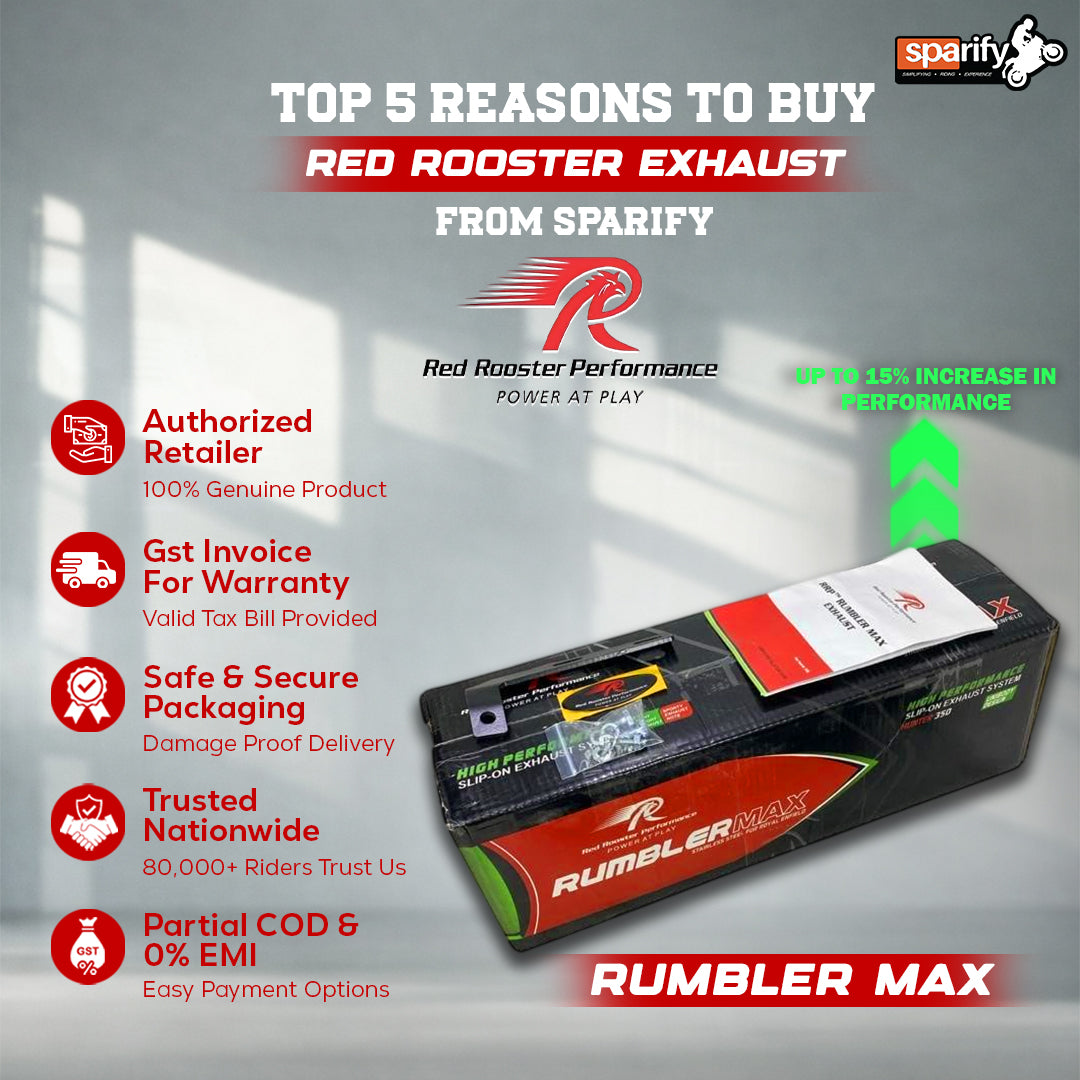 Royal Enfield Hunter 350 / classic reborn 350 / Meteor 350 Red Rooster Performance Rumbler Max Exhaust - MATT BLACK