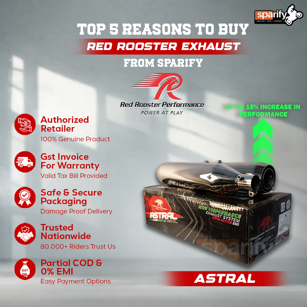 Royal Enfiled Super Meteor 650 Red Rooster Performance Astral Polish Exhaust