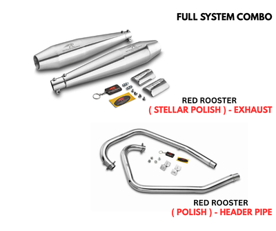 Red rooster performance exhaust with header pipe ( FULL SYSTEM ) for Interceptor 650 /continental GT 650 stellar polish ( with DB killer ) - COMBO 6