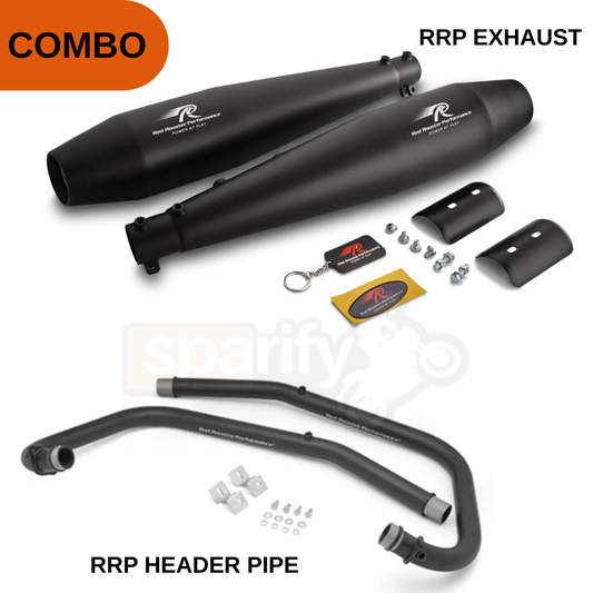 Red rooster performance exhaust with header pipe ( FULL SYSTEM ) for Interceptor 650 /continental GT 650 stellar matte black ( with DB killer ) - COMBO 10