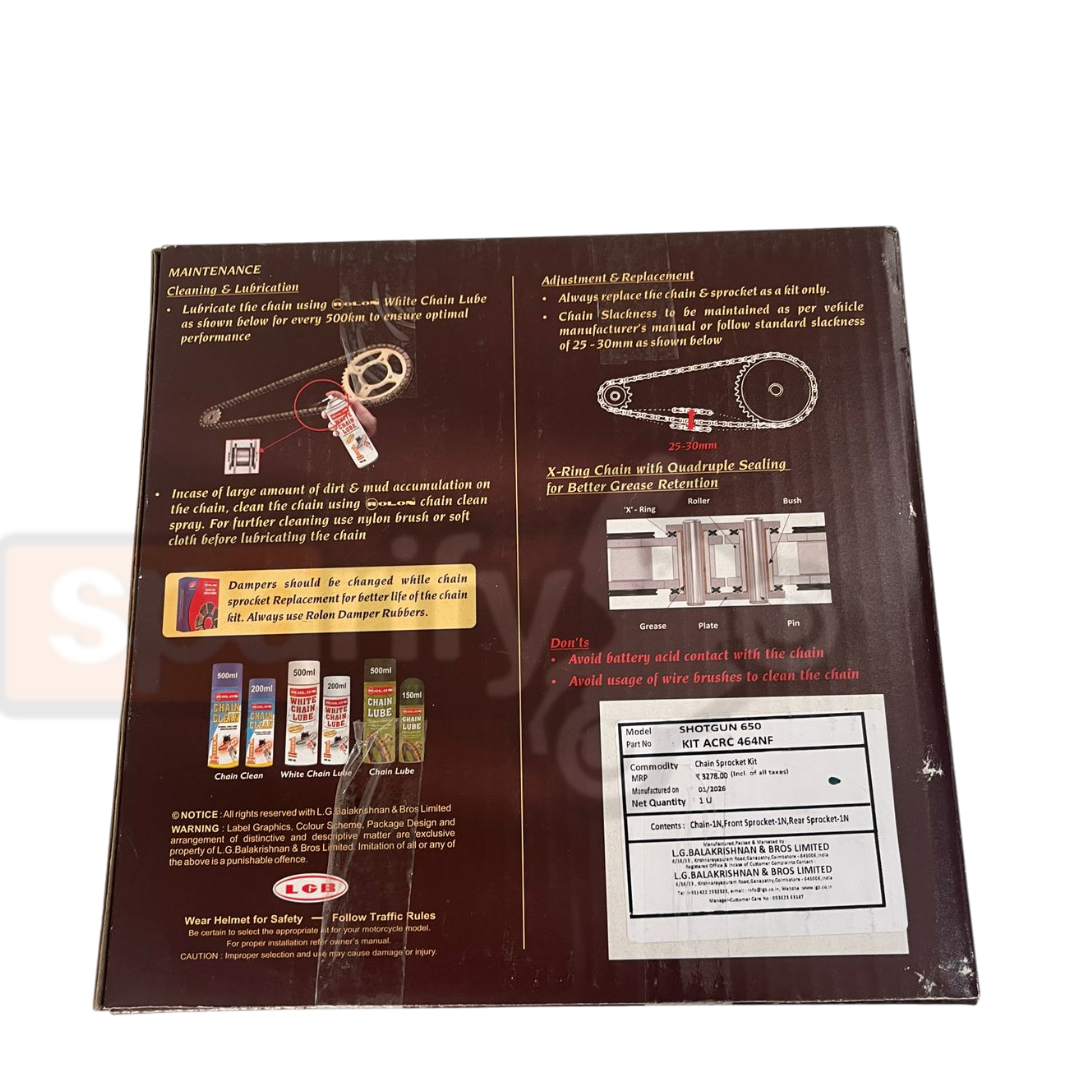 RE SHOTGUN 650  Rolon Brass Chain Sprocket Kit  HPORC 464NF