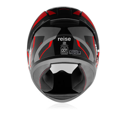 Reise Helden Full Face Riding Helmet | ISI/DOT/ECE Certified | European Design | Bluetooth Ready | Polycarbonate Shell - Red / Black Gloss
