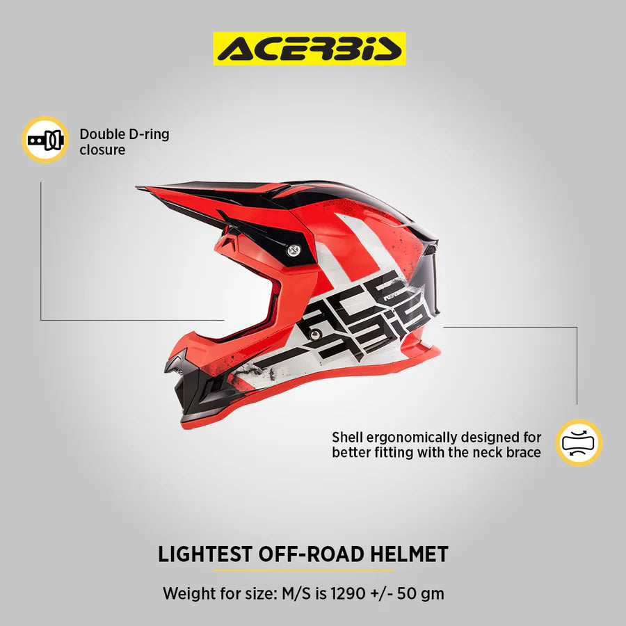 Acerbis Profile 4 Off-Road Riding Helmet: Adjustable Sunpeak | DualFlow Ventilation | Hypoallergenic Lining | ECE/ISI/DOT Certified - White Red