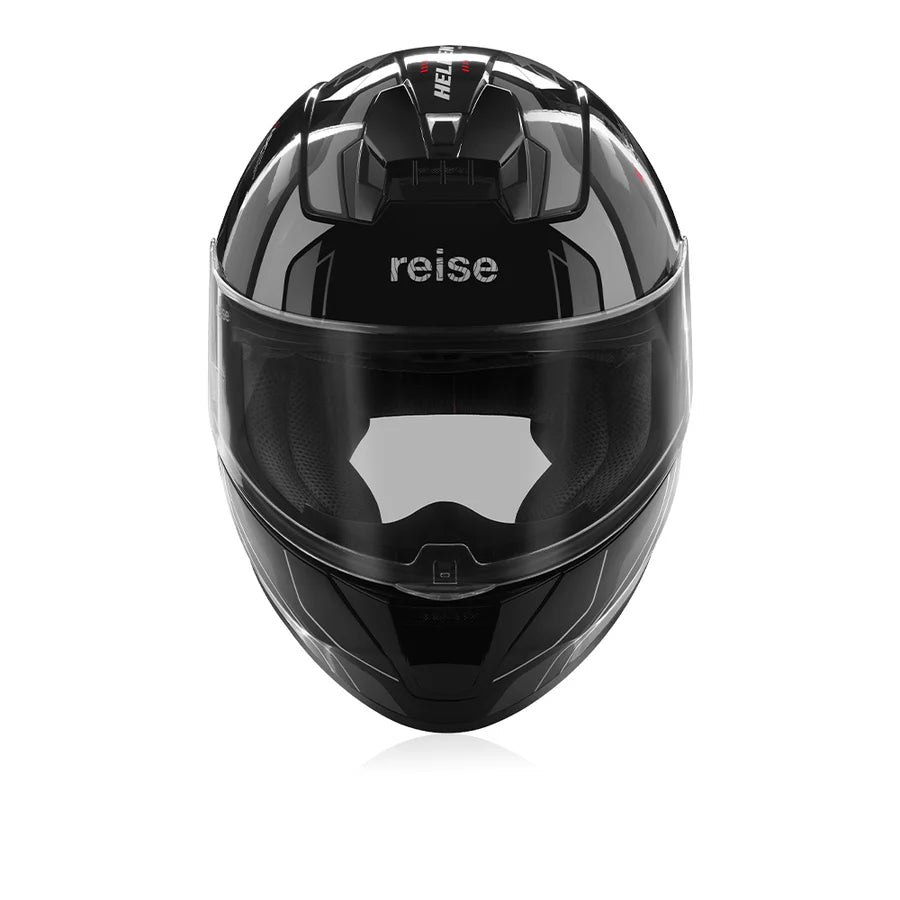 Reise Helden Full Face Riding Helmet | ISI/DOT/ECE Certified | European Design | Bluetooth Ready | Polycarbonate Shell - Grey / Black Gloss