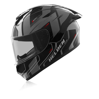 Reise Helden Full Face Riding Helmet | ISI/DOT/ECE Certified | European Design | Bluetooth Ready | Polycarbonate Shell - Grey / Black Gloss