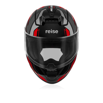 Reise Helden Full Face Riding Helmet | ISI/DOT/ECE Certified | European Design | Bluetooth Ready | Polycarbonate Shell - Red / Black Gloss