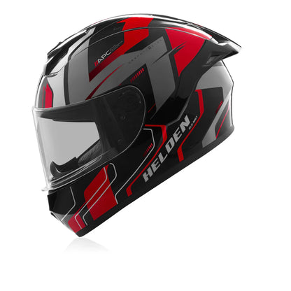 Reise Helden Full Face Riding Helmet | ISI/DOT/ECE Certified | European Design | Bluetooth Ready | Polycarbonate Shell - Red / Black Gloss