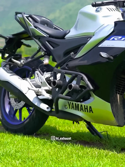 COMBO 2 R15 V4 (BLACK) Crash Guard + Grab Rail with Top Rack Seat Rest – HT EXHAUST