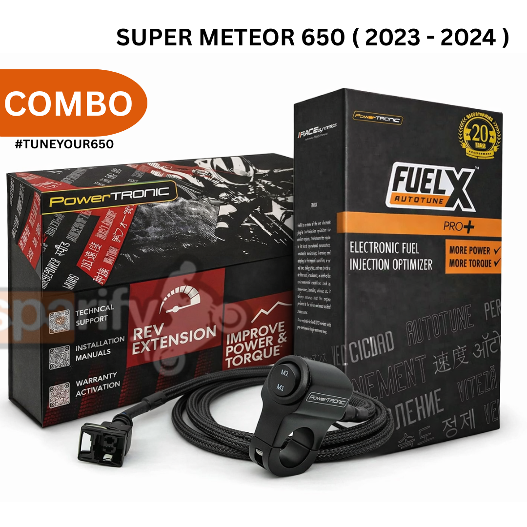 PowerTRONIC ECU + FuelX Pro+ Autotune + Map Switch Performance Combo for Royal Enfield Super Meteor 650 (2023–2024) | Plug & Play ECU + Fuel Injection Optimizer | Up to 25% More Power & Torque - PACK OF 3