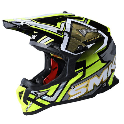 SMK Allterra X-Aces – Motocross Off Road Helmet –  GL 264 | Black Neon white