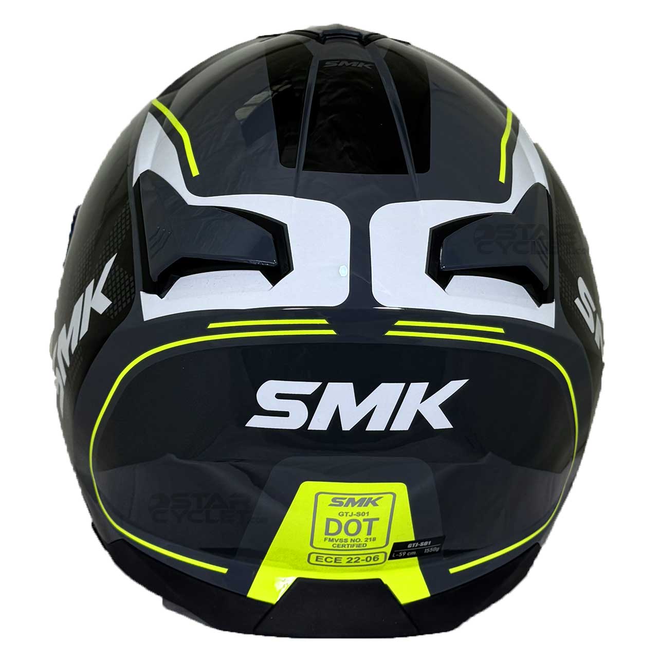SMK GTJ Tourer open face half helmet - Black Grey Neon Gloss (GL614) helmet highlight 