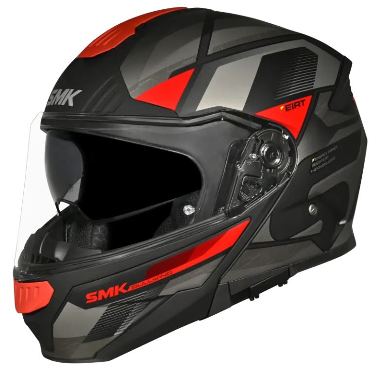 SMK Helmets - Gullwing Venture - Matt Red black- Dual Visor Flip Up Helmet ( MA263 )