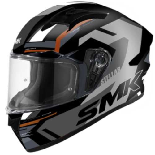 SMK Stellar Helmet - K-Power GL267 - Black/Grey/Orange