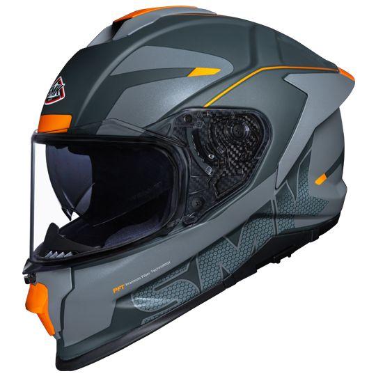 SMK Titan Firefly | Matt Grey black orange | ( MA667 ) Helmet