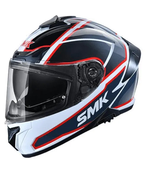 SMK Typhoon Aegis | D Ring with Dual Visor | GL-123 |  Motorbike Helmet - (white and black)