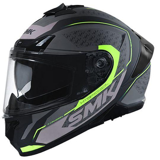 SMK Typhoon | Rd1 Graphic | MA264 | Matt Black Grey Yellow - Dual Visor Full Face Helmet