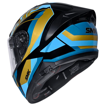 SMK Typhoon Style Sports Tourer Gloss Black Gold Blue (GL275) Helmet