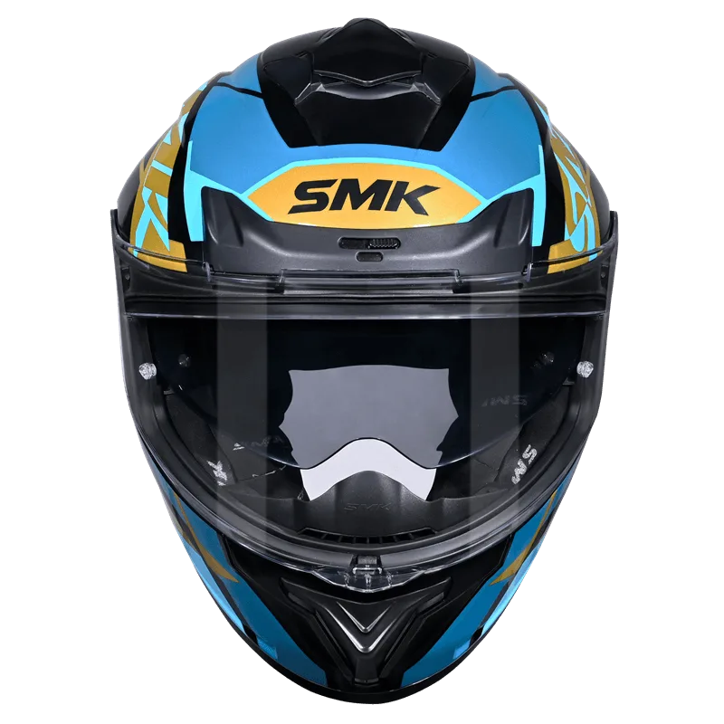 SMK Typhoon Style Sports Tourer Gloss Black Gold Blue (GL275) Helmet