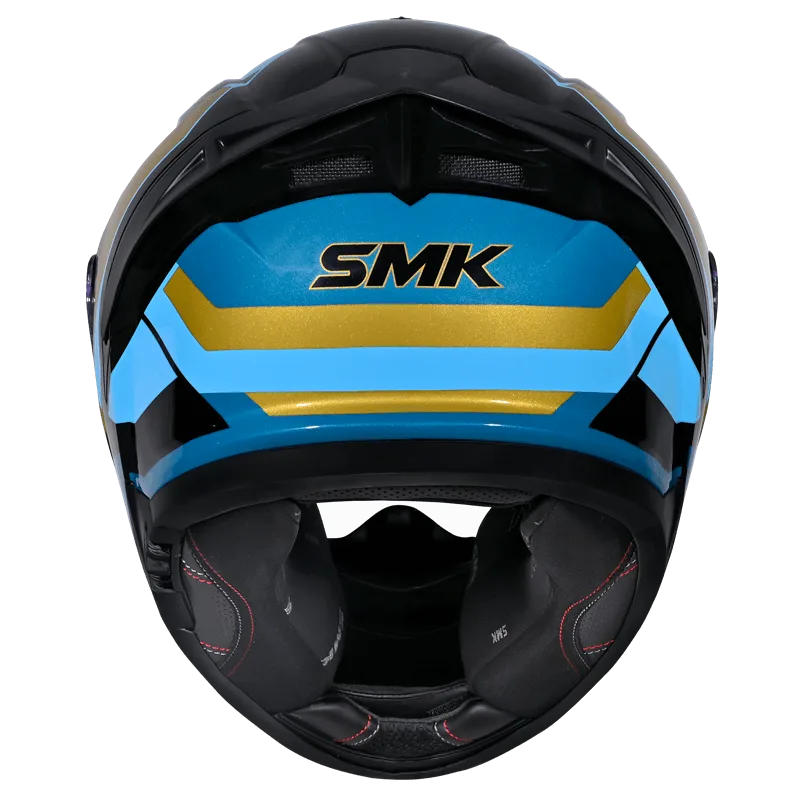 SMK Typhoon Style Sports Tourer Gloss Black Gold Blue (GL275) Helmet