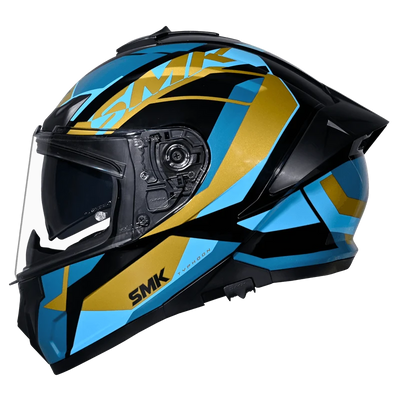 SMK Typhoon Style Sports Tourer Gloss Black Gold Blue (GL275) Helmet