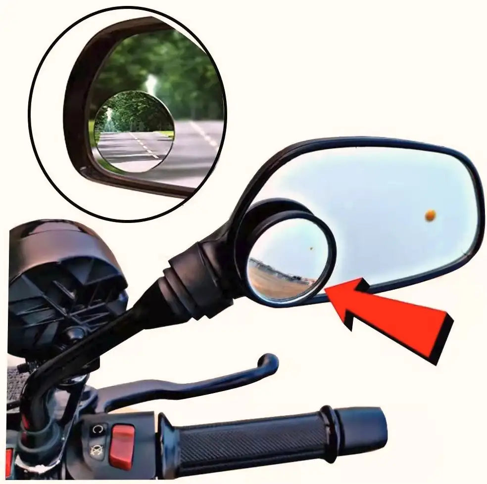 Blind Spot Mirror For Motorcycle/Car | Round HD Glass Convex Rear View Mirror | Frameless 360°