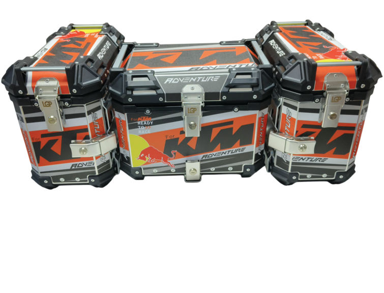 Kp Racing Box LGP Premium Aluminium KTM Graphics Top Box & Panniers - TOURING COMBO ...
