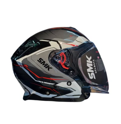 SMK GTJ ESCAPE open face half helmet - Grey White Red | DOT | ECE 22. O6 Certified | Gl213