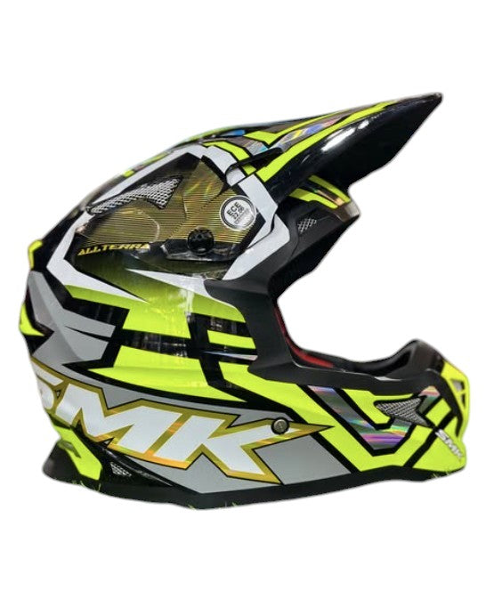 SMK Allterra X-Aces – Motocross Off Road Helmet –  GL 264 | Black Neon white helmet highlight 