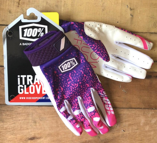 100% iTrack Motocross / cycling Gloves Purple pink white