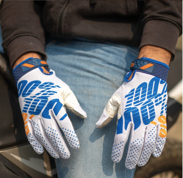 100% iTrack Motocross Gloves white blue orange