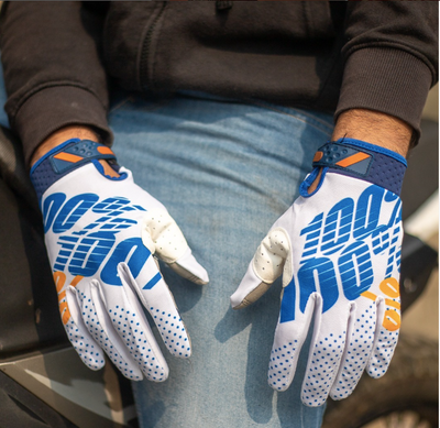 100% iTrack Motocross Gloves white blue orange
