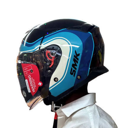 SMK GTJ LIBERO GL251 HALF FACE HELMET GLOSS BLUE WHITE