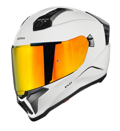 KORDA EVO SOLID GLOSS WHITE W/P FULL FACE HELMET ISI CERTIFIED