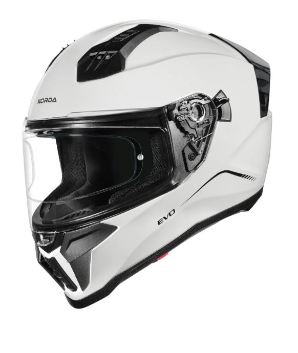 KORDA EVO SOLID GLOSS WHITE W/P FULL FACE HELMET ISI CERTIFIED