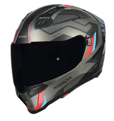 KORDA EVO ORCUS MATT GREY BLUE RED W/P FULL FACE HELMET ISI CERTIFIED