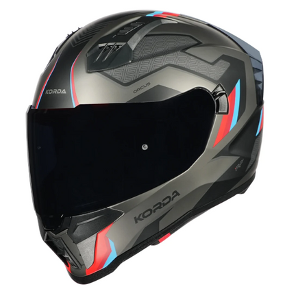 KORDA EVO ORCUS MATT GREY BLUE RED W/P FULL FACE HELMET ISI CERTIFIED