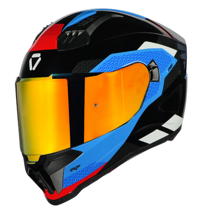 KORDA EVO CHIEF GLOSS BLACK BLUE W/P FULL FACE HELMET ISI CERTIFIED