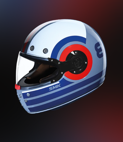 SMK Retro Ranko Grey Blue Red Gloss (GL653) Helmet SMK