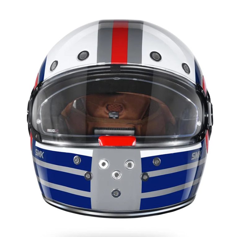 SMK Retro Ranko Grey Blue Red Gloss (GL653) Helmet SMK