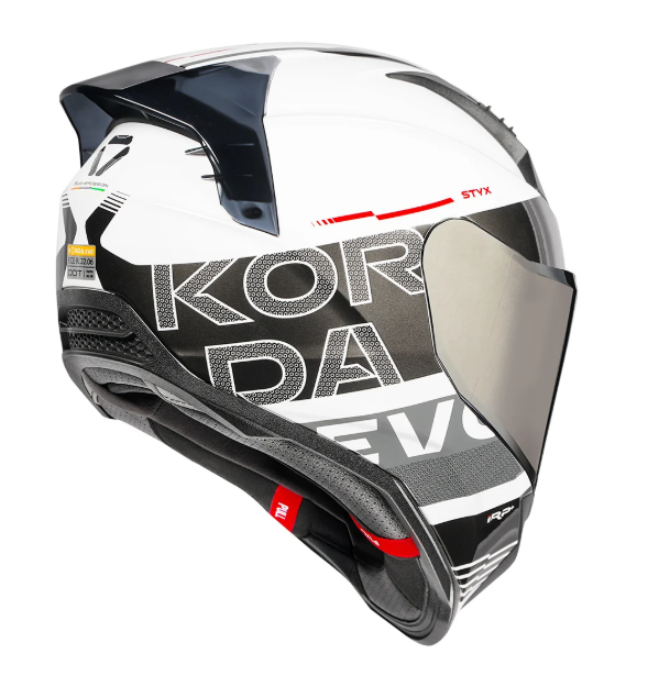 KORDA EVO Styx GLOSS WHITE and GREY W/P FULL FACE HELMET ISI CERTIFIED
