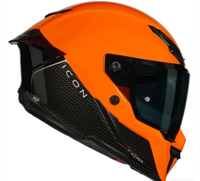 HELMET KORDA ICON DUO GLOSS BLACK ORANGE  W/V FULL FACE HELMET ISI CERTIFIED