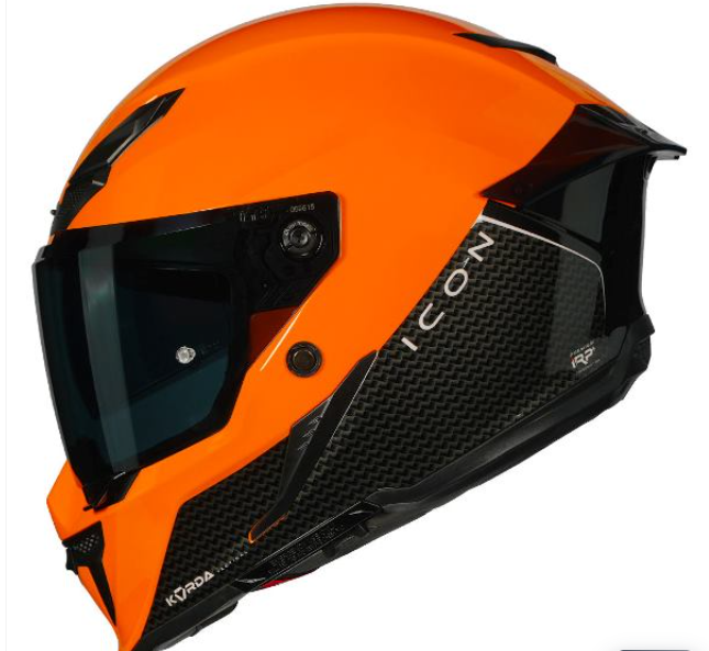 HELMET KORDA ICON DUO GLOSS BLACK ORANGE  W/V FULL FACE HELMET ISI CERTIFIED