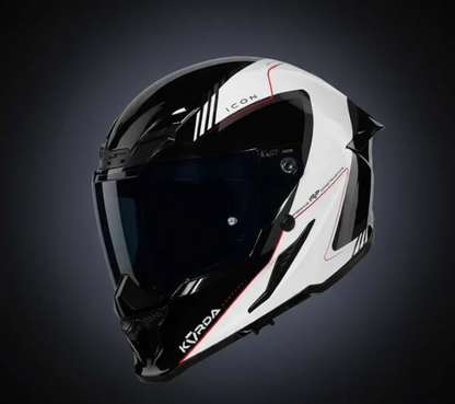 HELMET KORDA ICON NERO GLOSS WHITE W/V FULL FACE HELMET ISI CERTIFIED