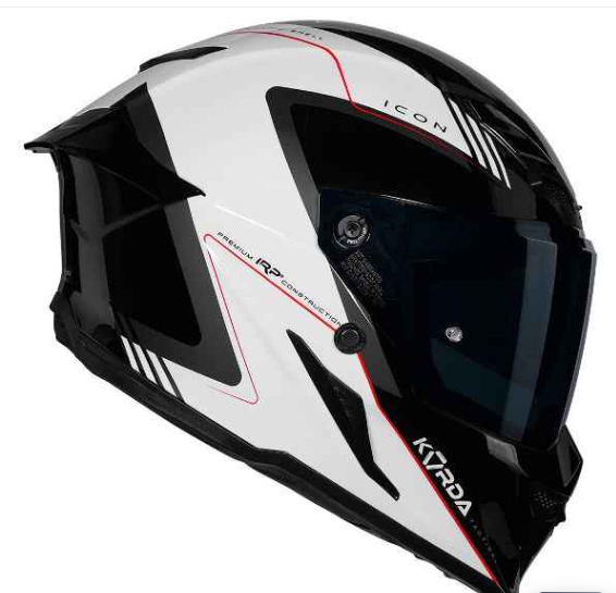 HELMET KORDA ICON NERO GLOSS WHITE W/V FULL FACE HELMET ISI CERTIFIED
